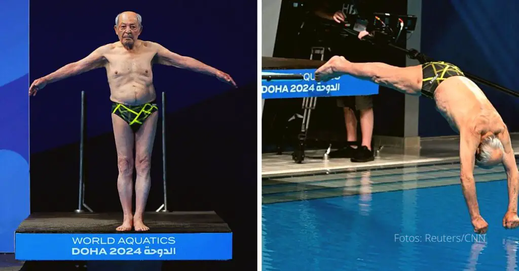 Taghi Askari, un clavadista iraní de 100 años, regresó al deporte acuático después de un receso de 59 años